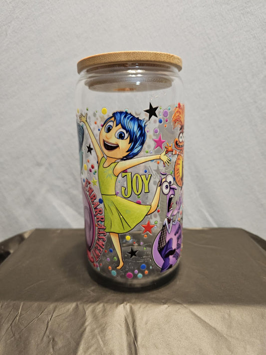 20 glass tumbler with bamboo lid and straw