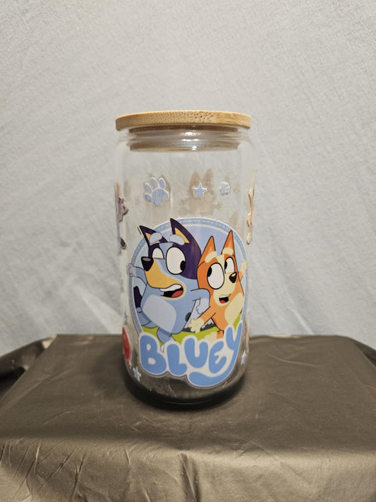 20 glass tumbler with bamboo lid and straw