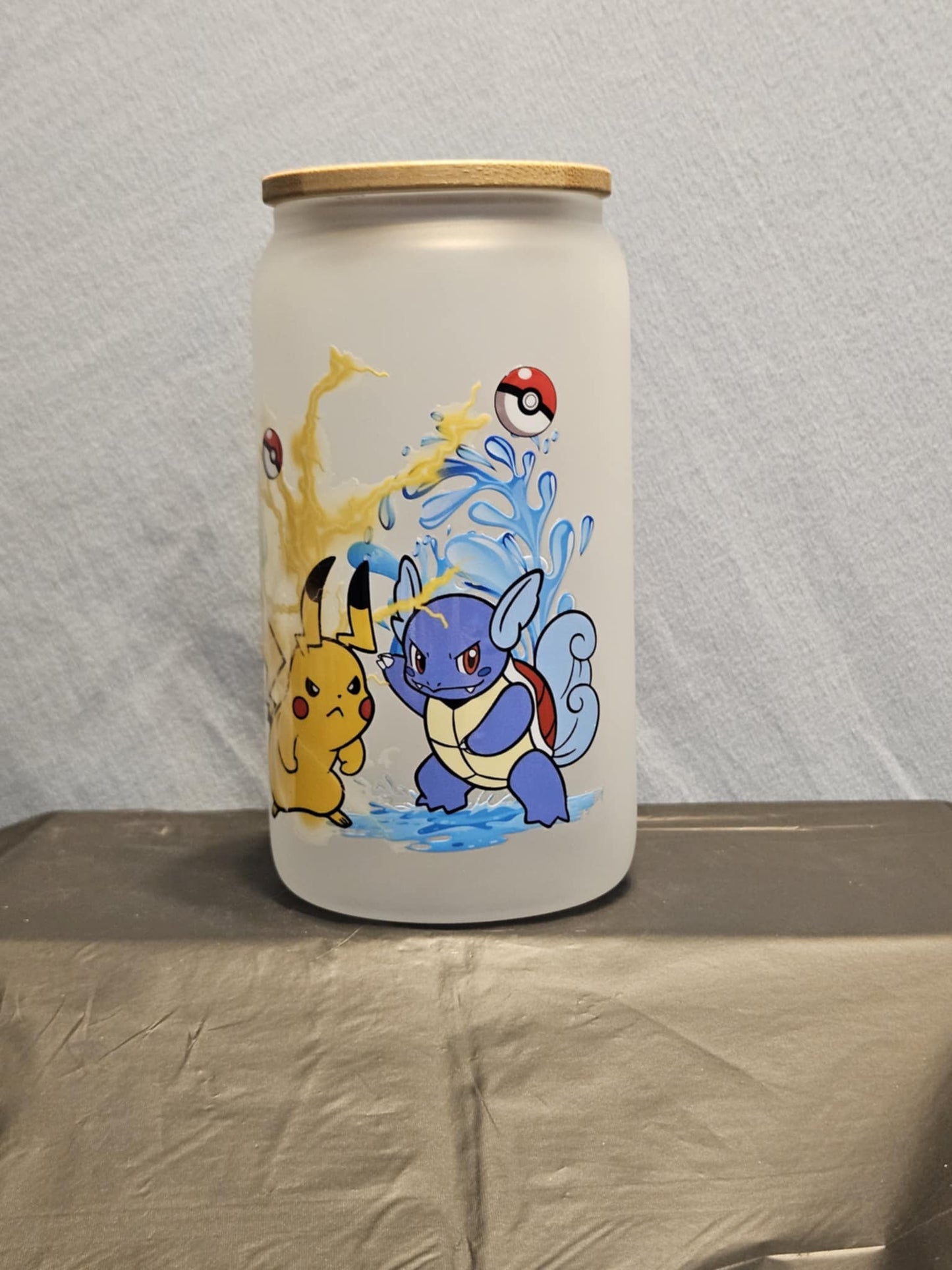 20 glass tumbler with bamboo lid and straw