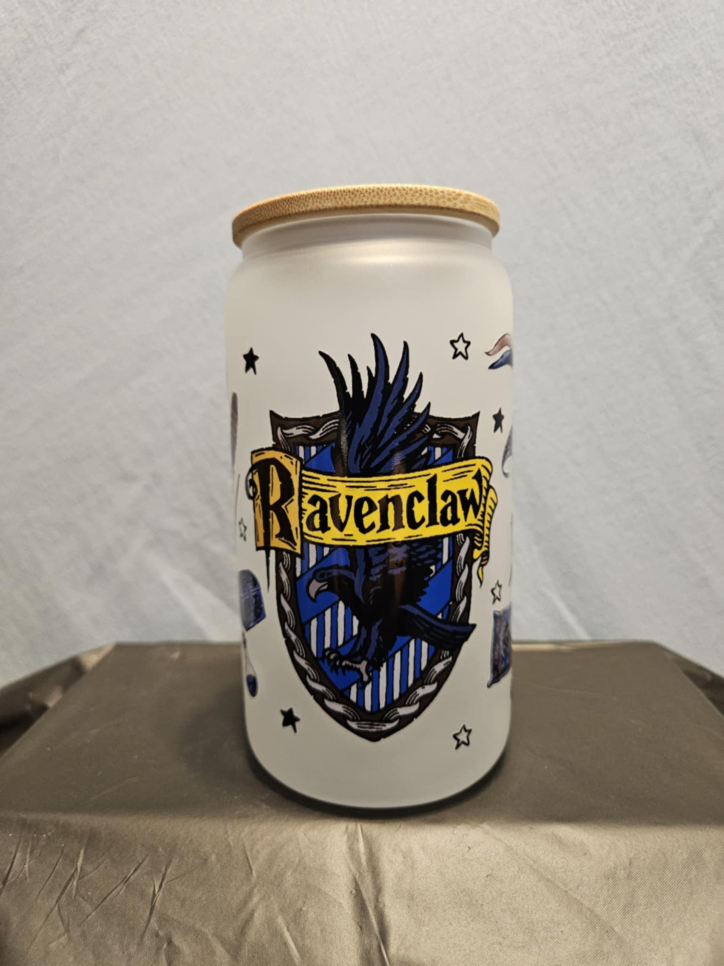 20 glass tumbler with bamboo lid and straw