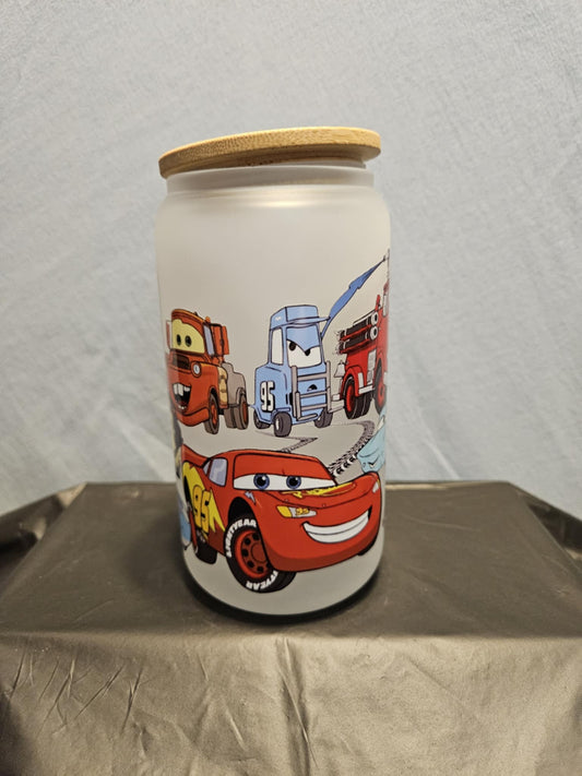 20 glass tumbler with bamboo lid and straw