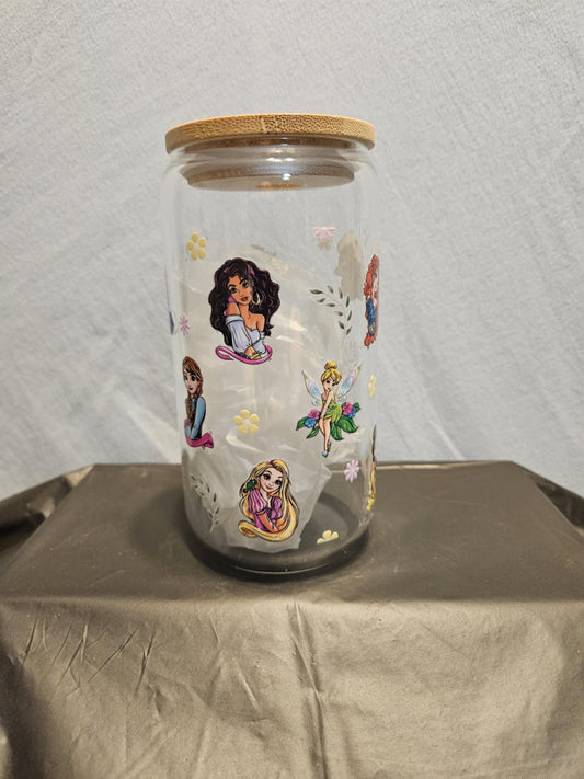 20 glass tumbler with bamboo lid and straw