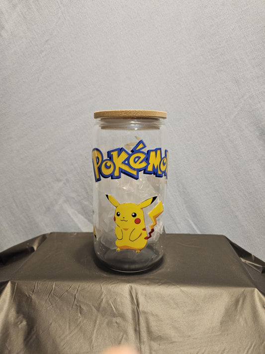 20 glass tumbler with bamboo lid and straw