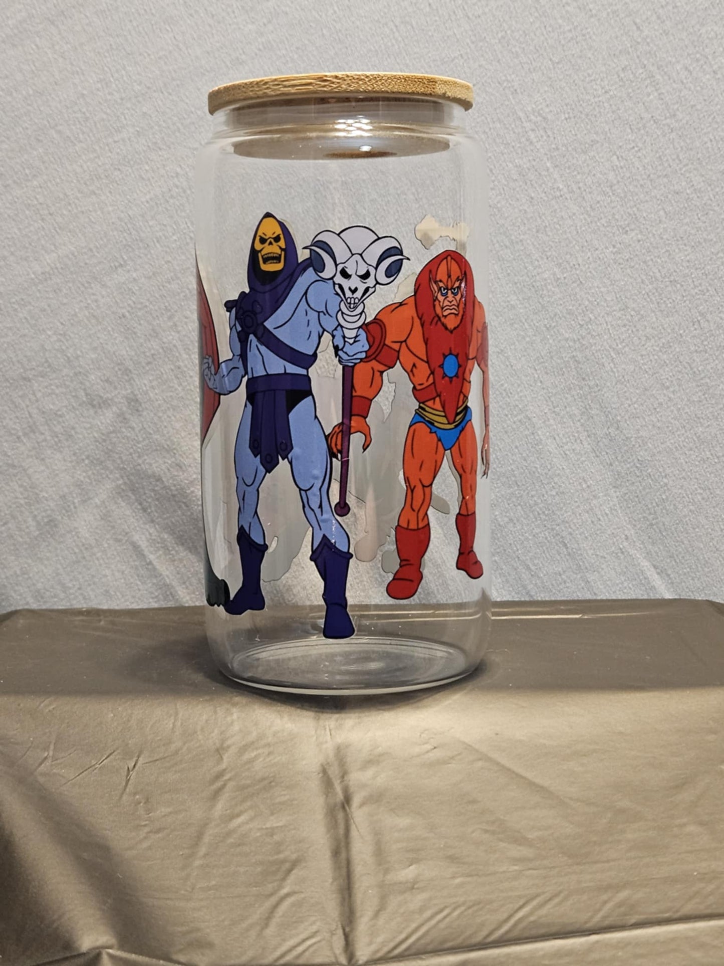 20 glass tumbler with bamboo lid and straw