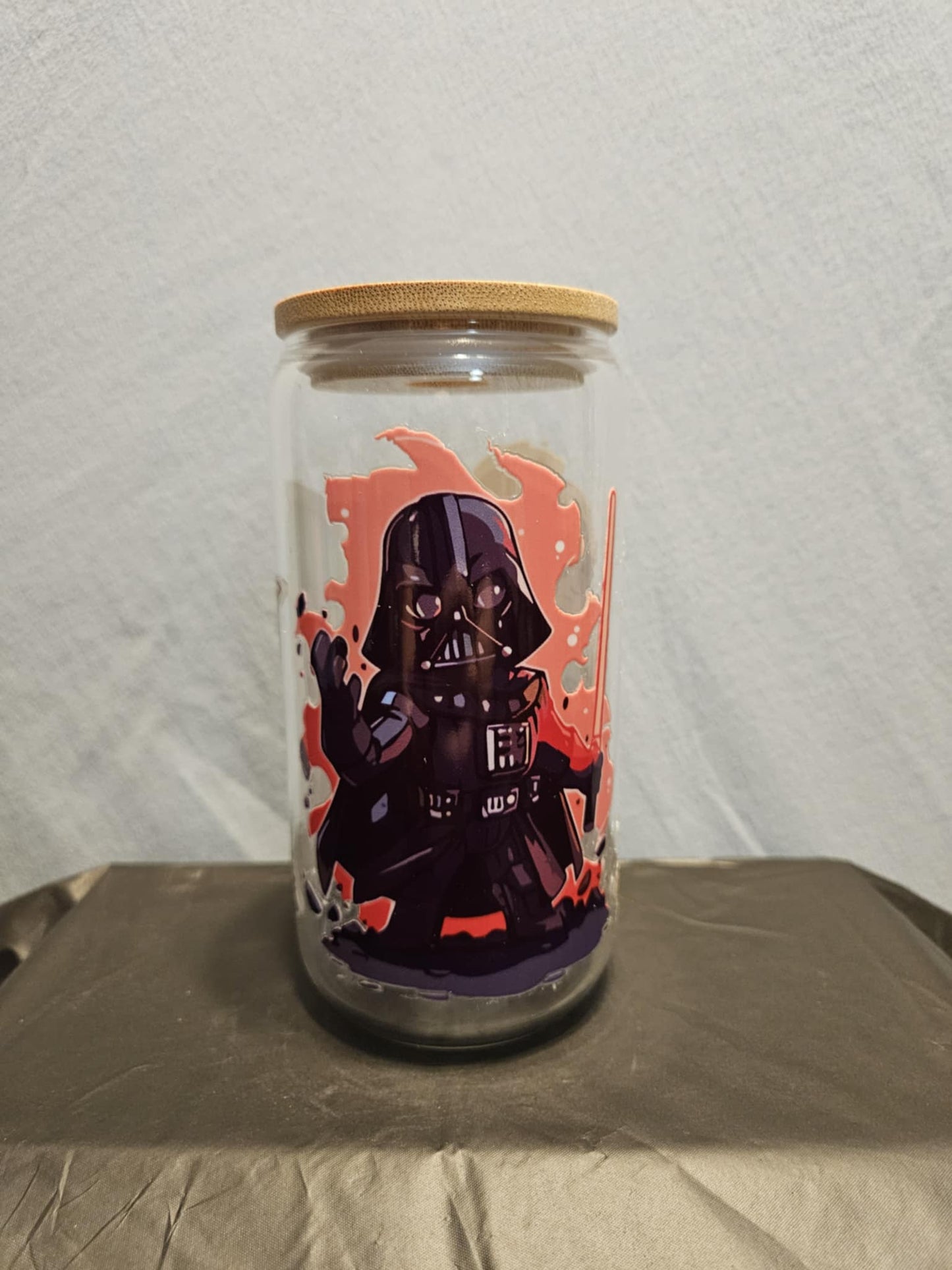 20 glass tumbler with bamboo lid and straw