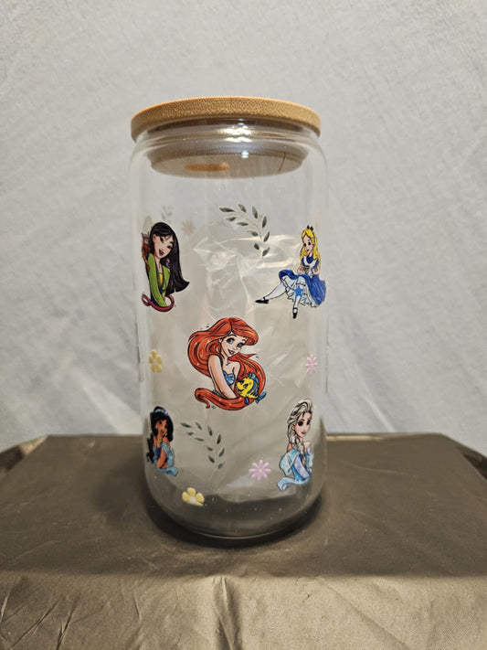 20 glass tumbler with bamboo lid and straw