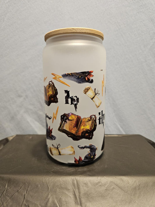 20 glass tumbler with bamboo lid and straw