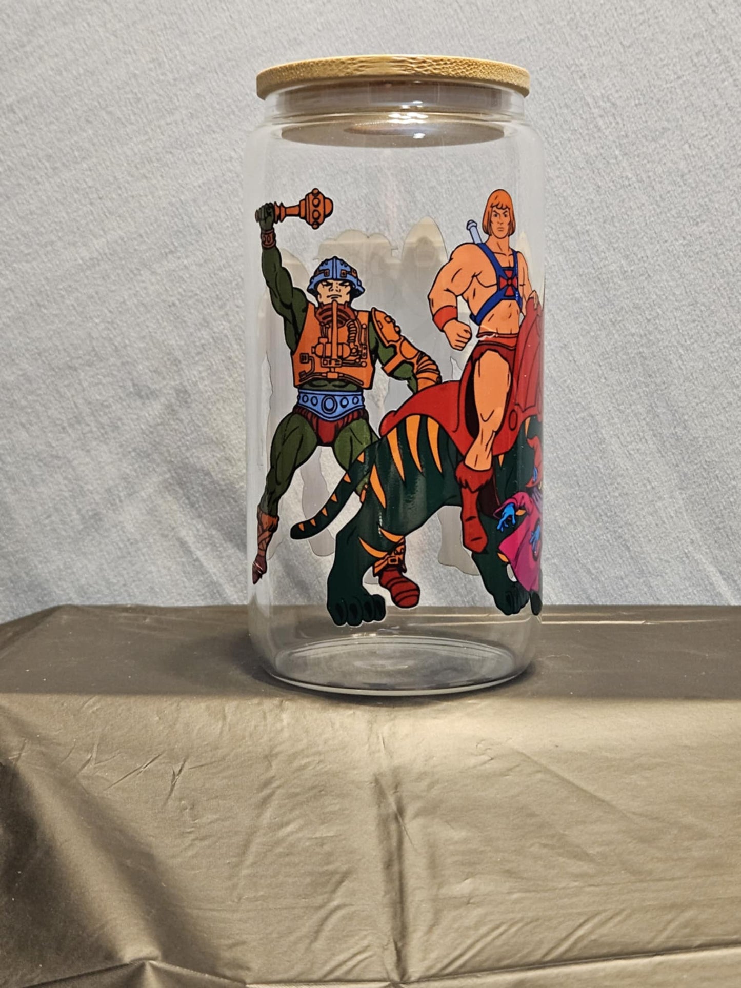 20 glass tumbler with bamboo lid and straw