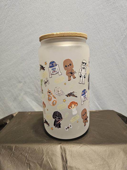 20 glass tumbler with bamboo lid and straw