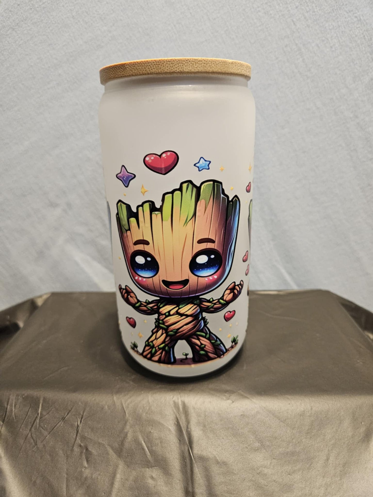 20 glass tumbler with bamboo lid and straw