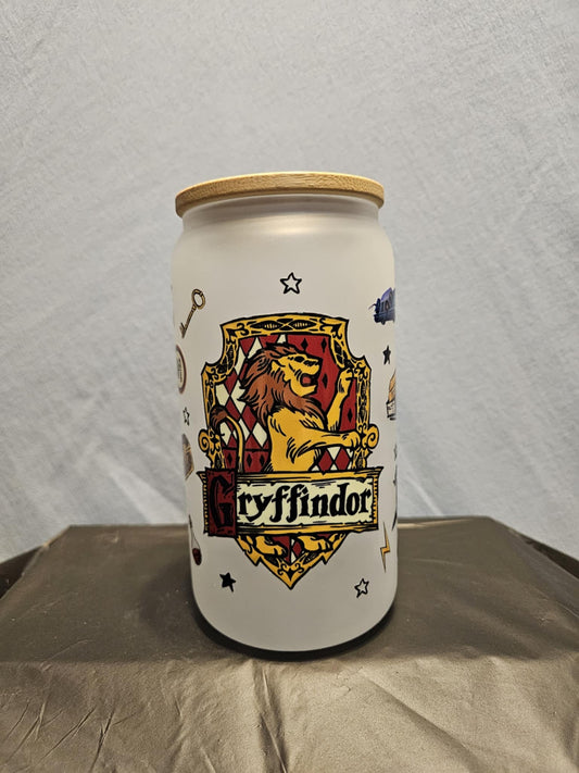 20 glass tumbler with bamboo lid and straw