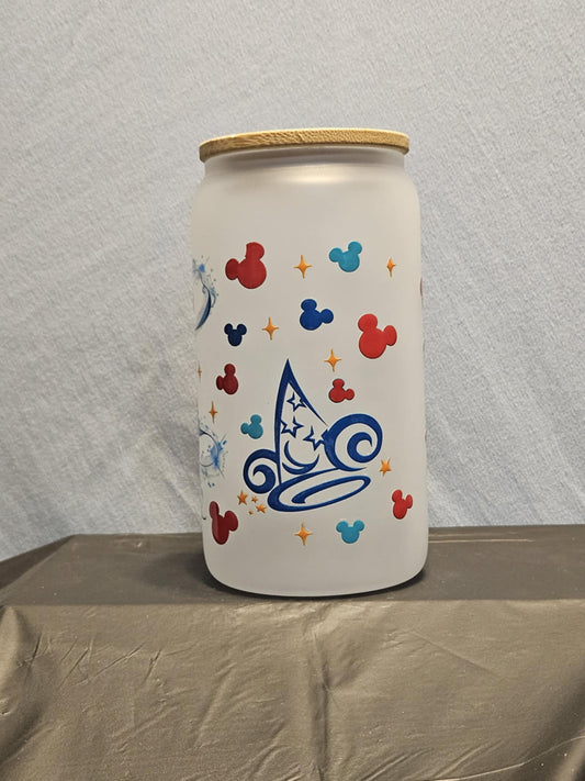 20 glass tumbler with bamboo lid and straw