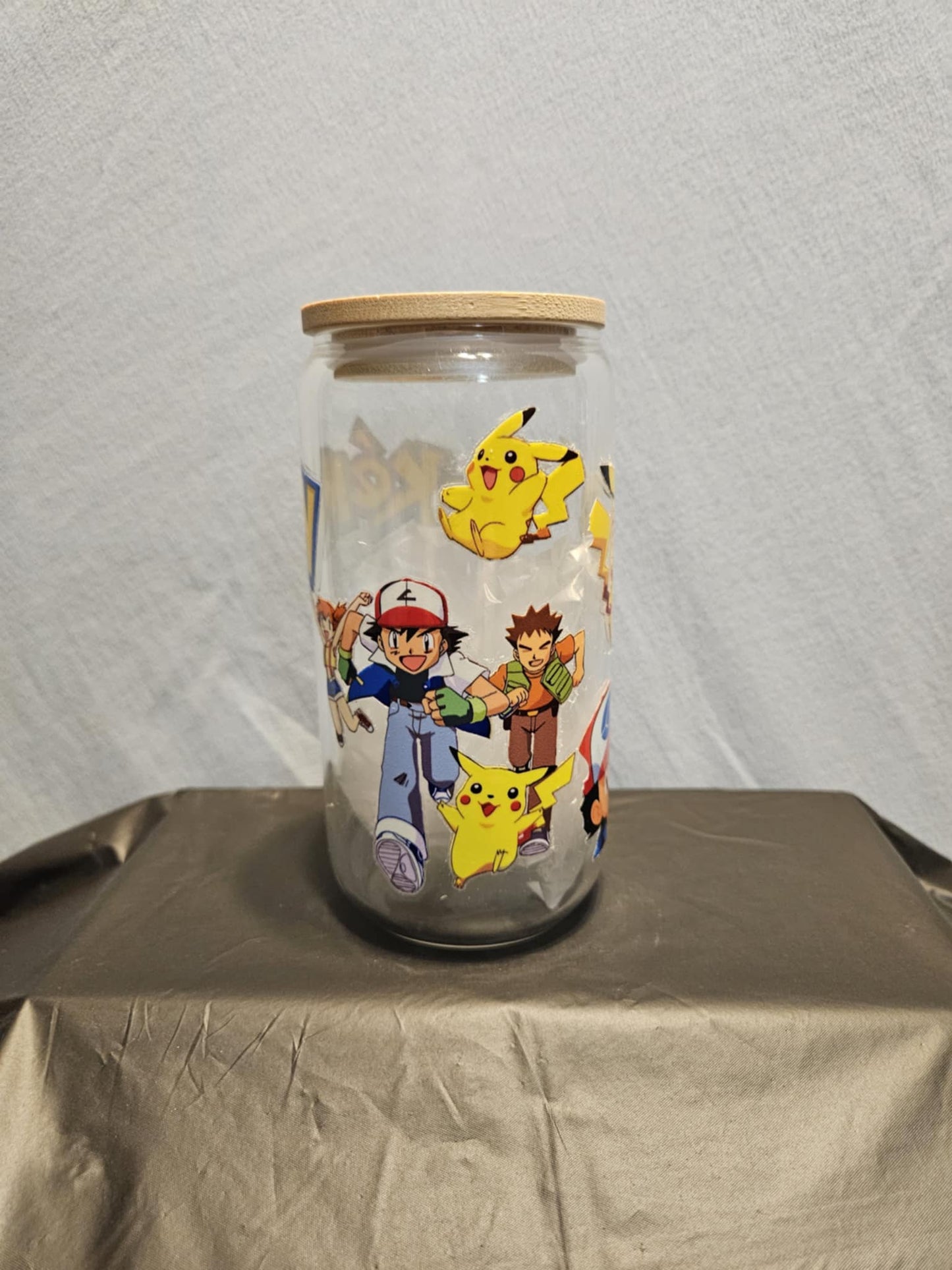 20 glass tumbler with bamboo lid and straw