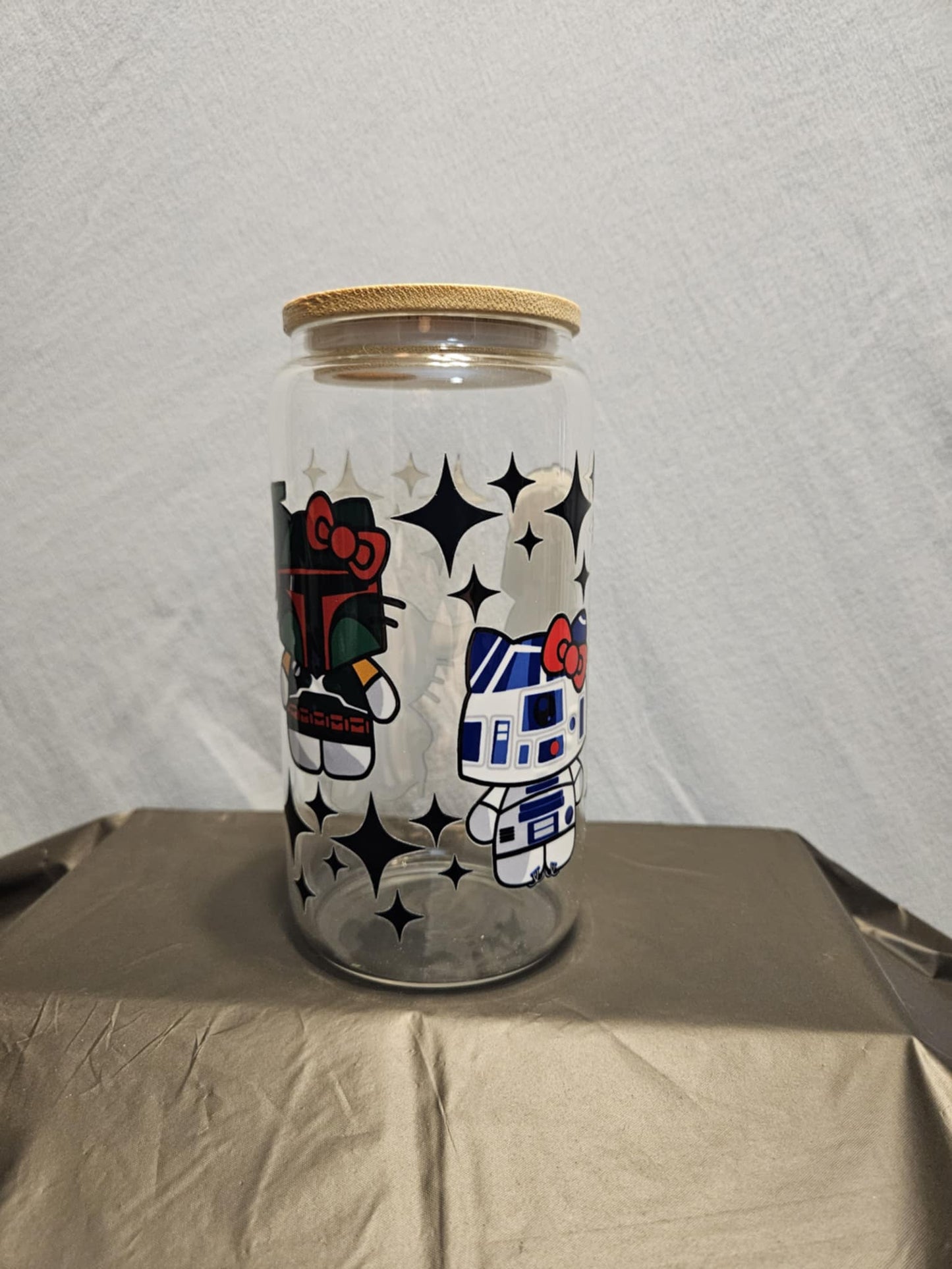 20 glass tumbler with bamboo lid and straw