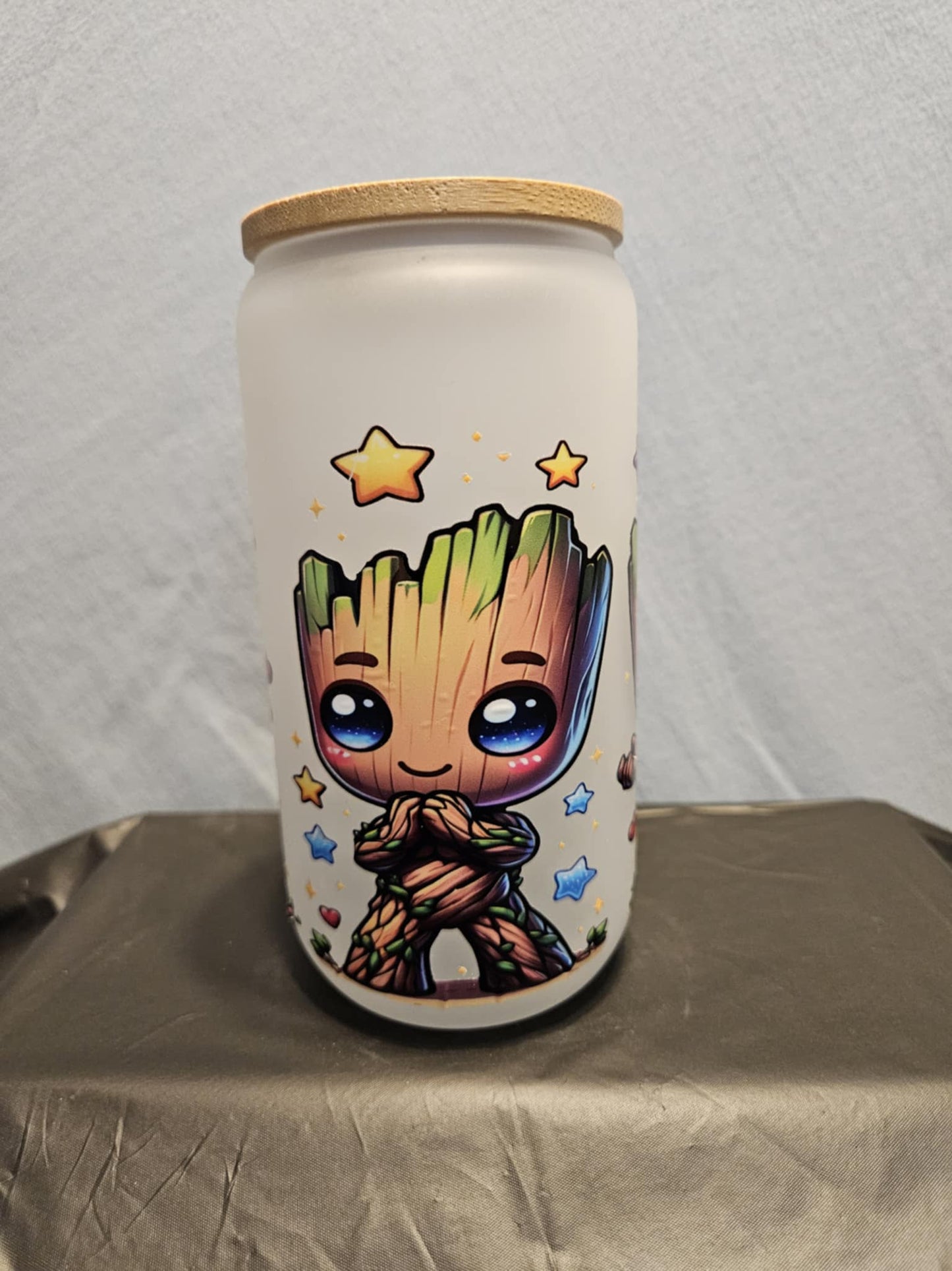 20 glass tumbler with bamboo lid and straw