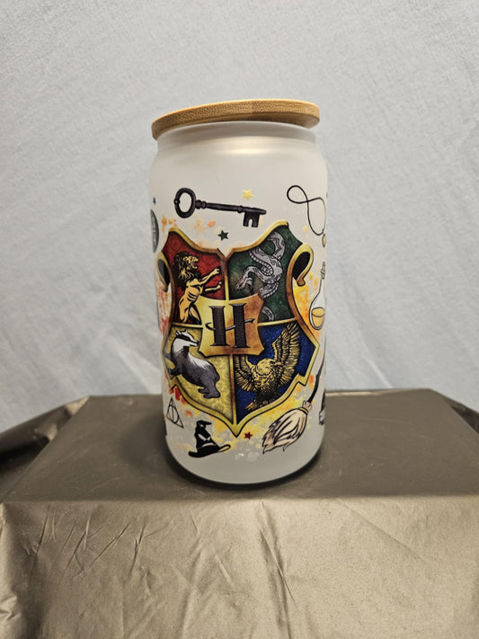 20 glass tumbler with bamboo lid and straw