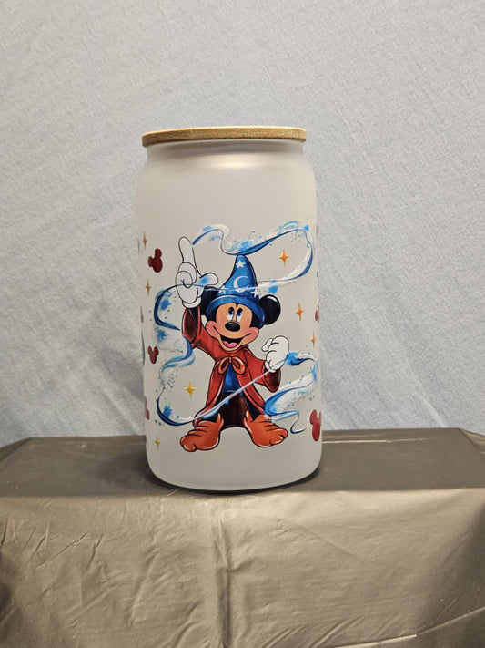 20 glass tumbler with bamboo lid and straw