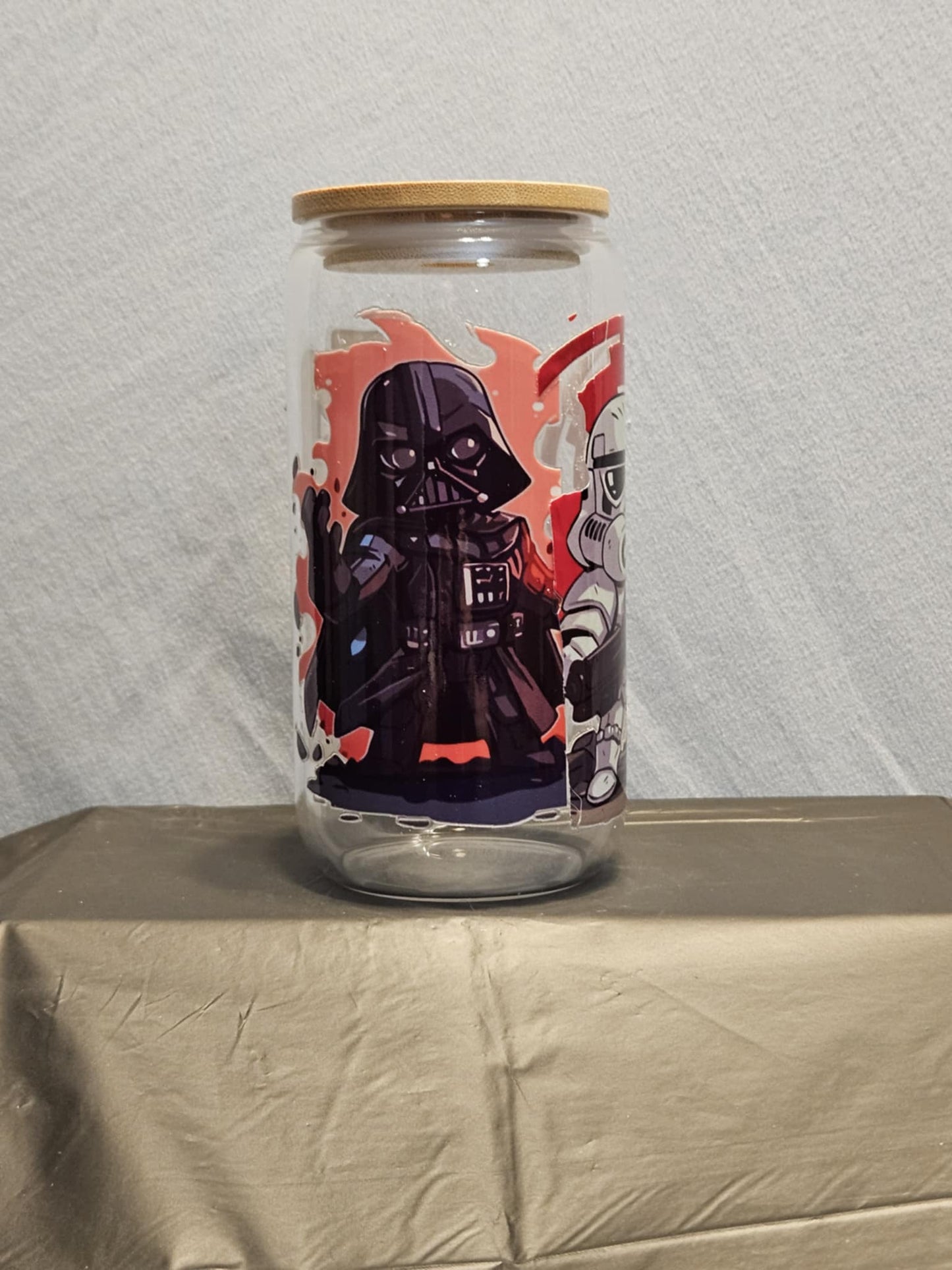 20 glass tumbler with bamboo lid and straw