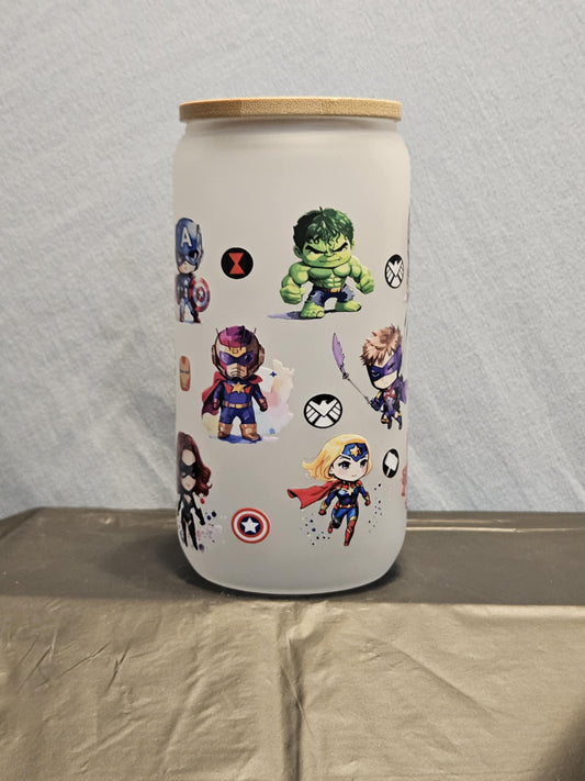 20 glass tumbler with bamboo lid and straw