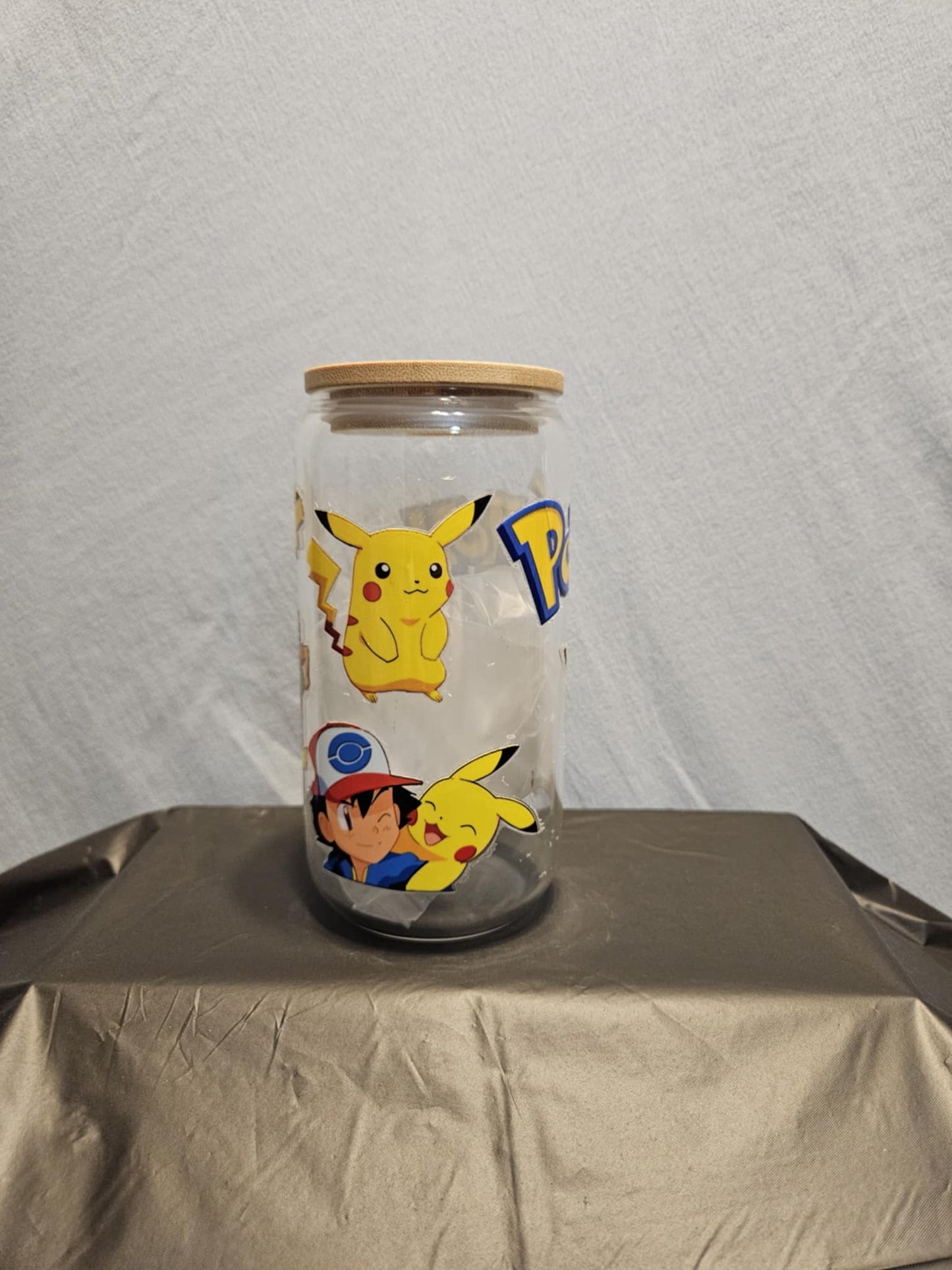 20 glass tumbler with bamboo lid and straw