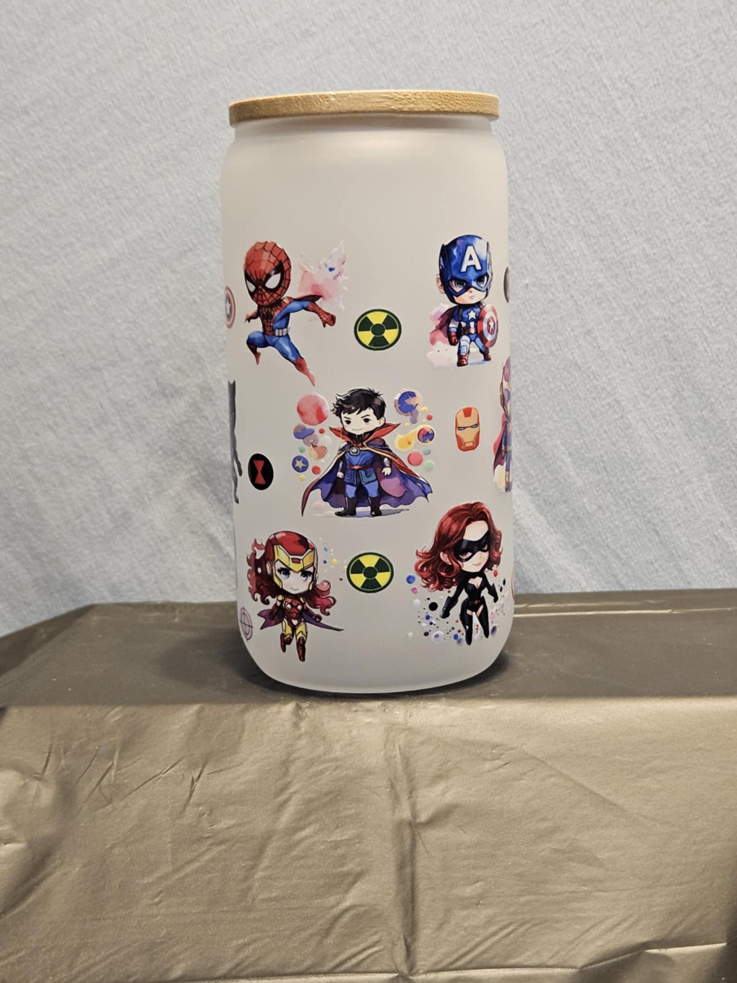 20 glass tumbler with bamboo lid and straw