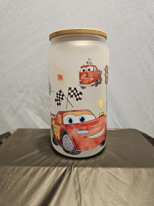 20 glass tumbler with bamboo lid and straw