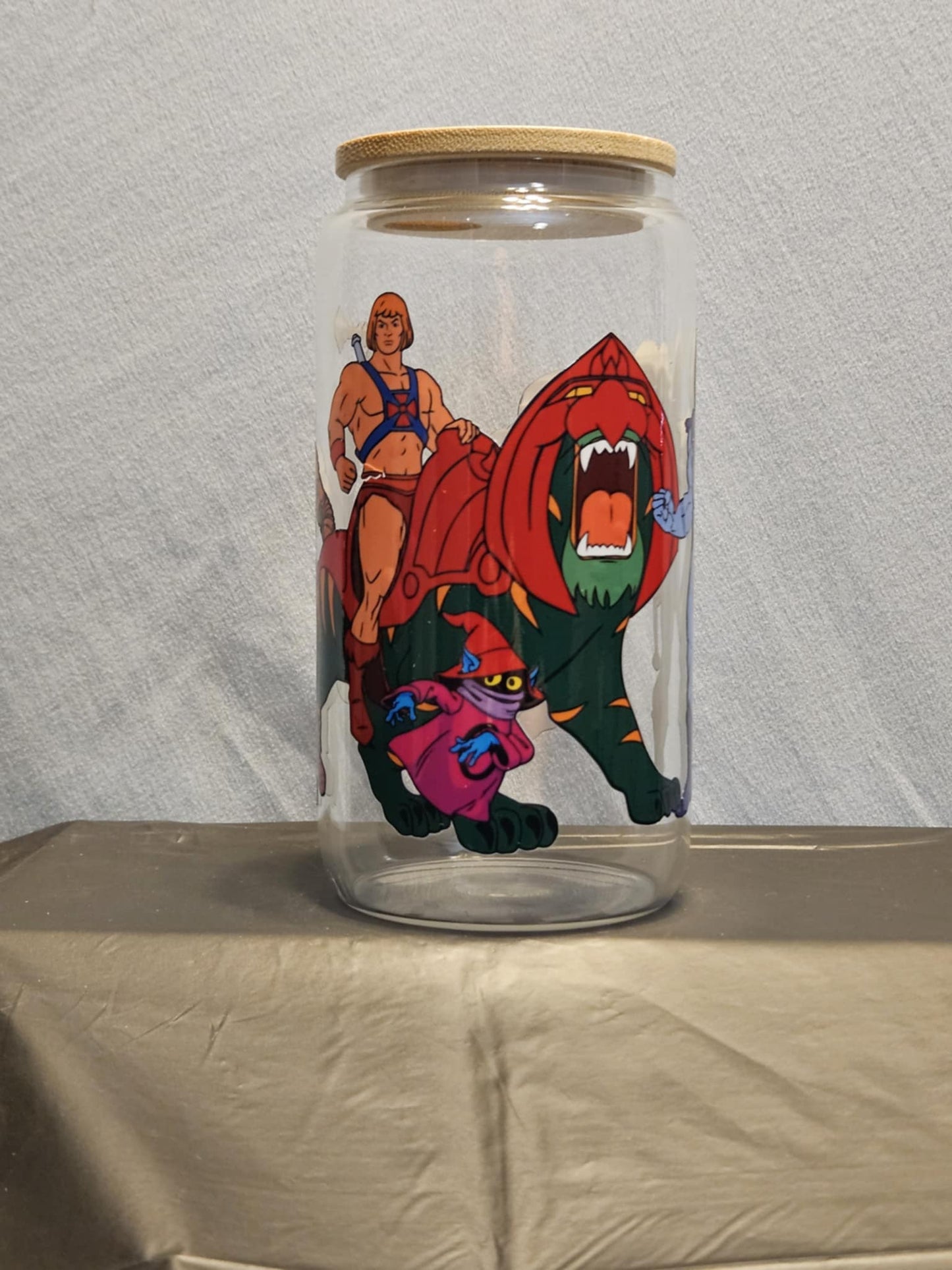 20 glass tumbler with bamboo lid and straw