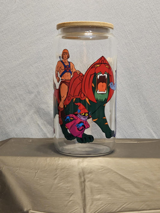 20 glass tumbler with bamboo lid and straw