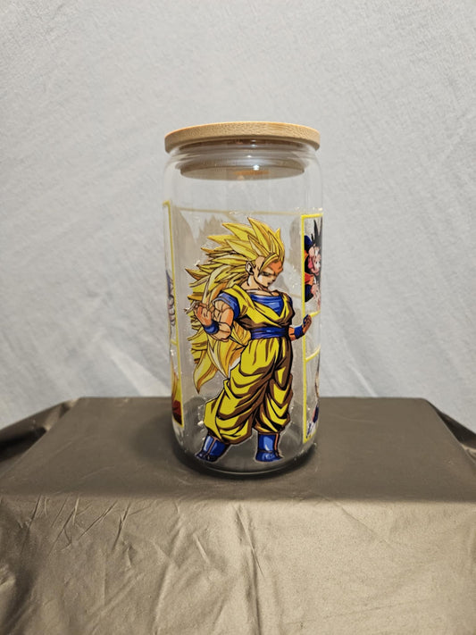 20 glass tumbler with bamboo lid and straw