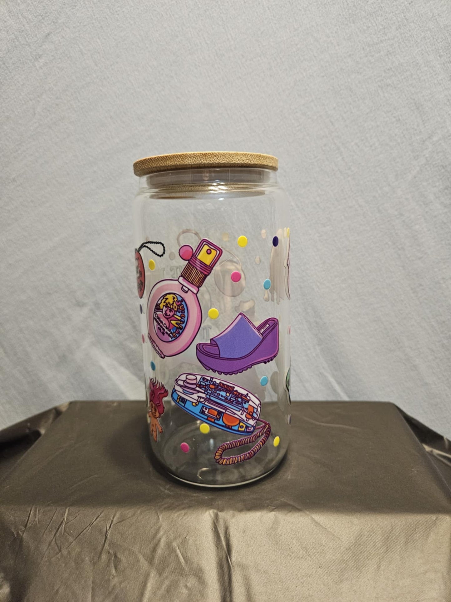 20 glass tumbler with bamboo lid and straw