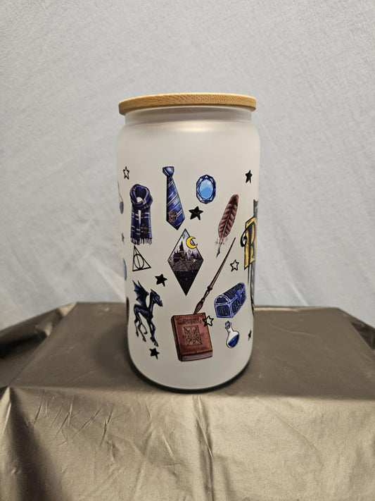 20 glass tumbler with bamboo lid and straw