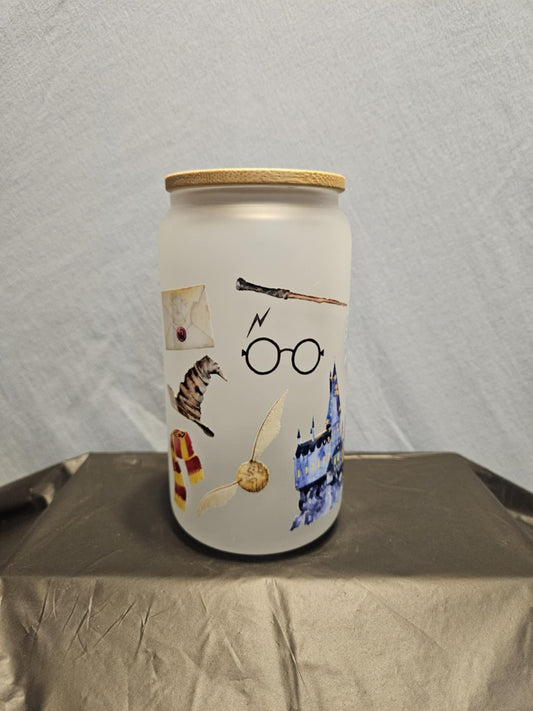 20 glass tumbler with bamboo lid and straw