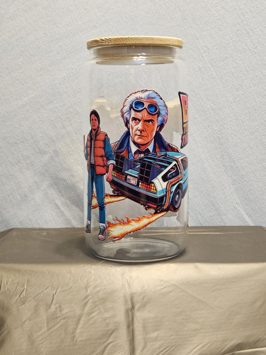 20 glass tumbler with bamboo lid and straw