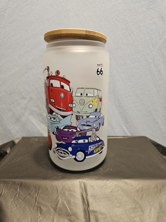 20 glass tumbler with bamboo lid and straw