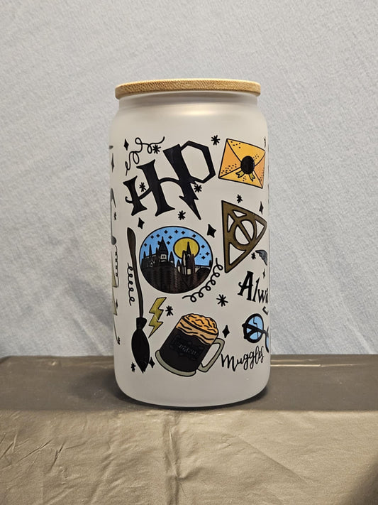 20 glass tumbler with bamboo lid and straw