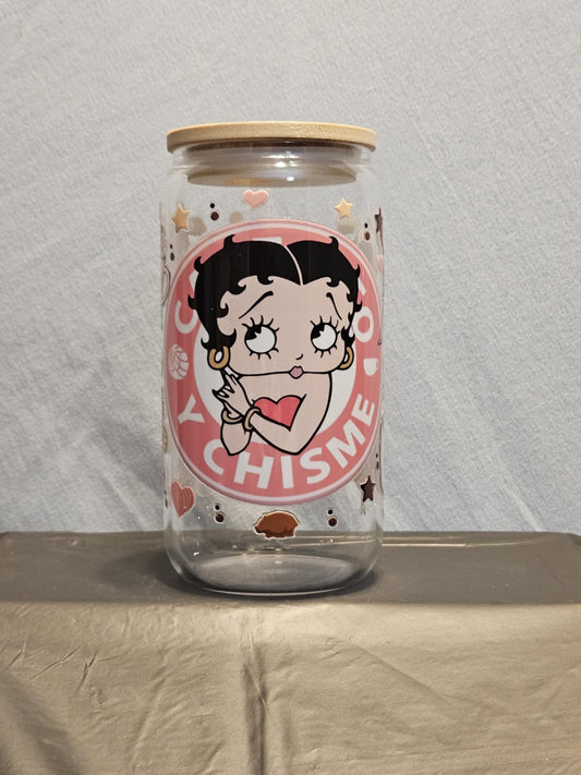 20 glass tumbler with bamboo lid and straw