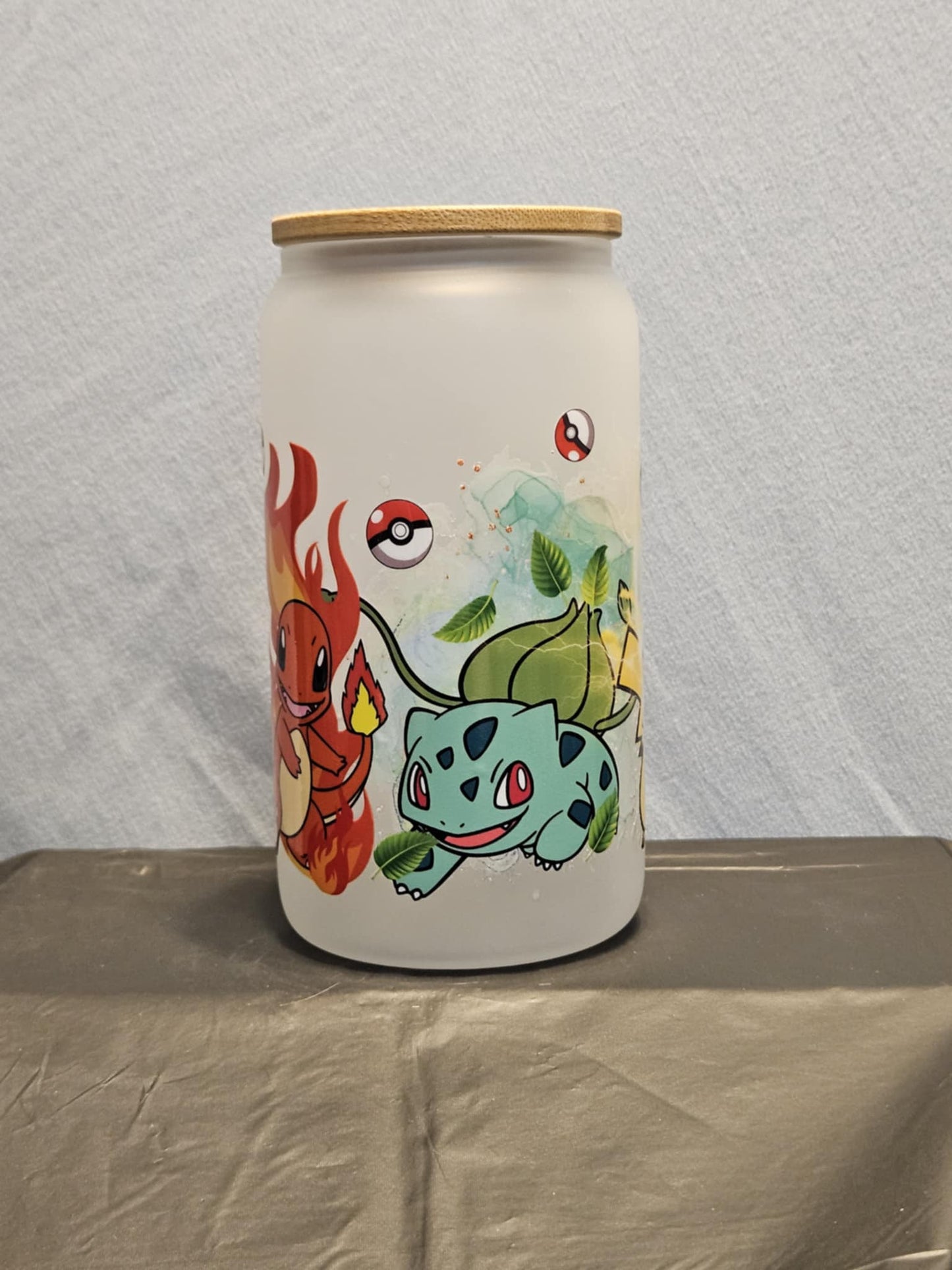 20 glass tumbler with bamboo lid and straw