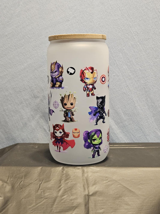 20 glass tumbler with bamboo lid and straw