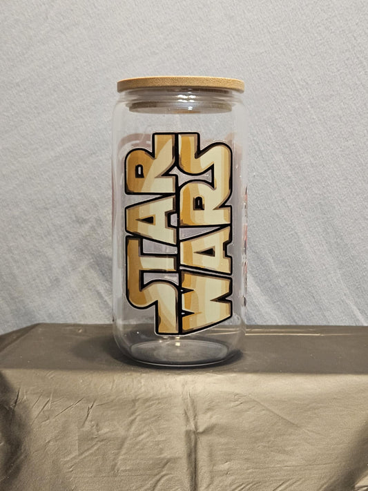 20 glass tumbler with bamboo lid and straw