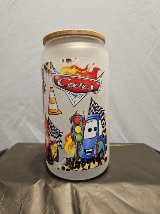 20 glass tumbler with bamboo lid and straw