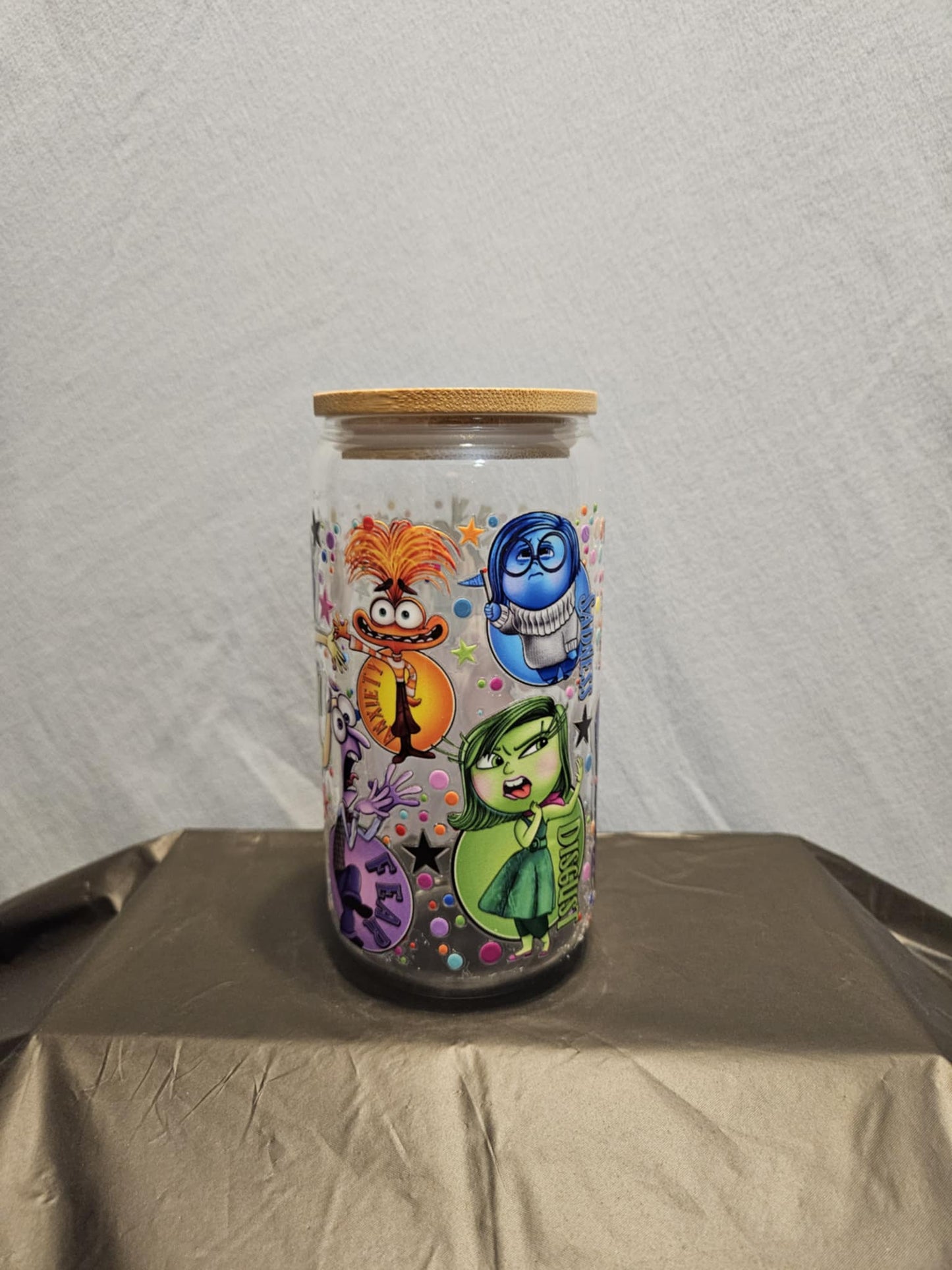 20 glass tumbler with bamboo lid and straw